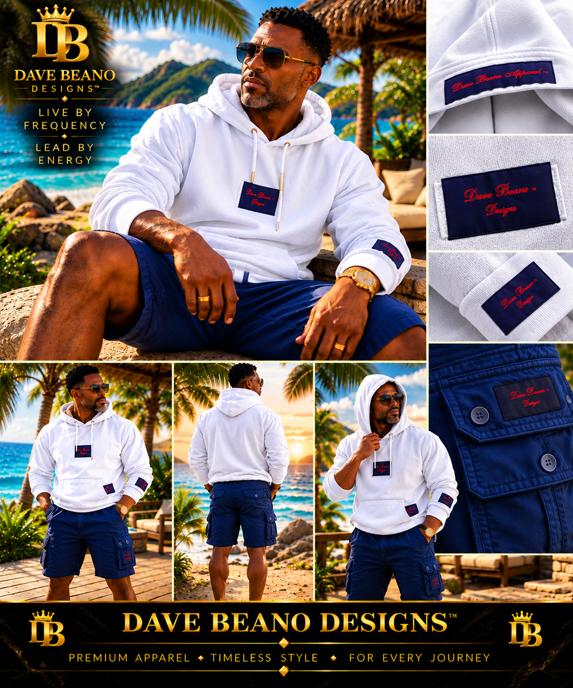 Dave Beano Designs Tropical Luxe White and Navy Collection
